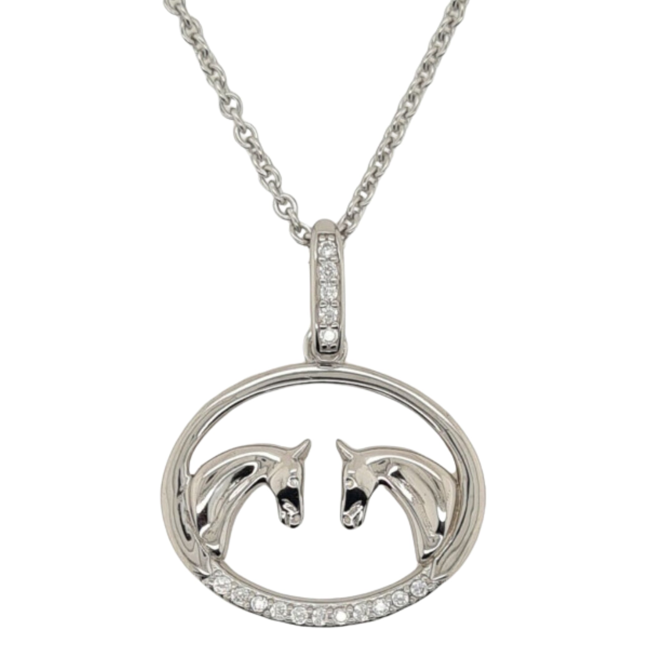 MCJ CZ 2 Horse Set Pendant EQ Saddlery