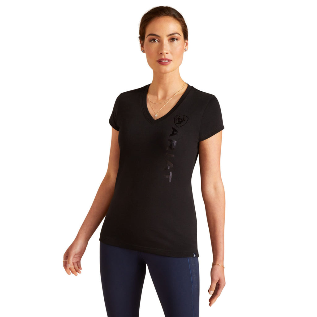 Ariat Womens Vertical Logo V Neck Short Sleeve T-Shirt
