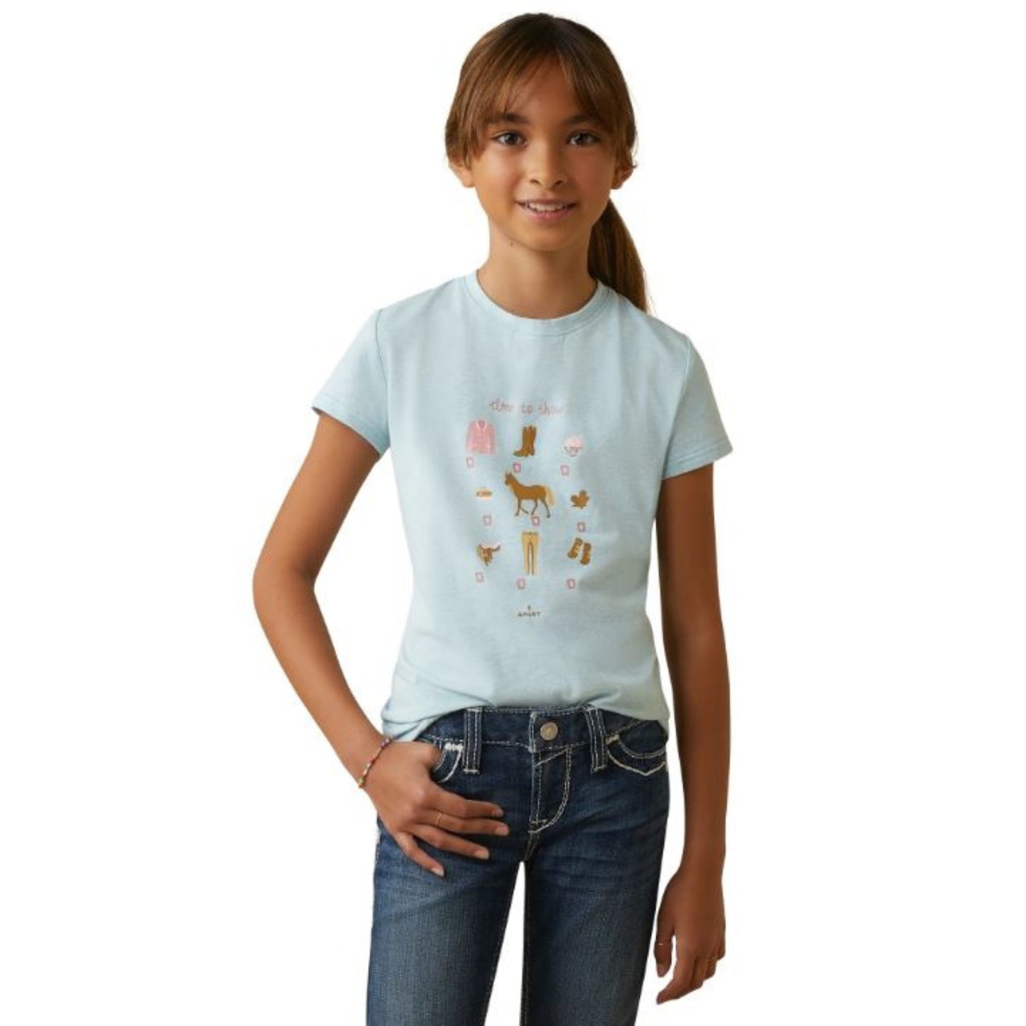 Ariat Youth Time to Show Short Sleeve T-Shirt Heather Mosaic - EQ Saddlery