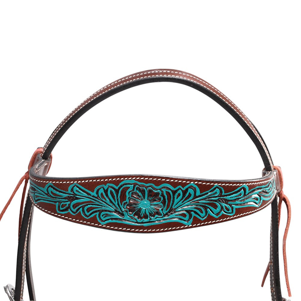 Fort Worth Turquoise Flower Headstall