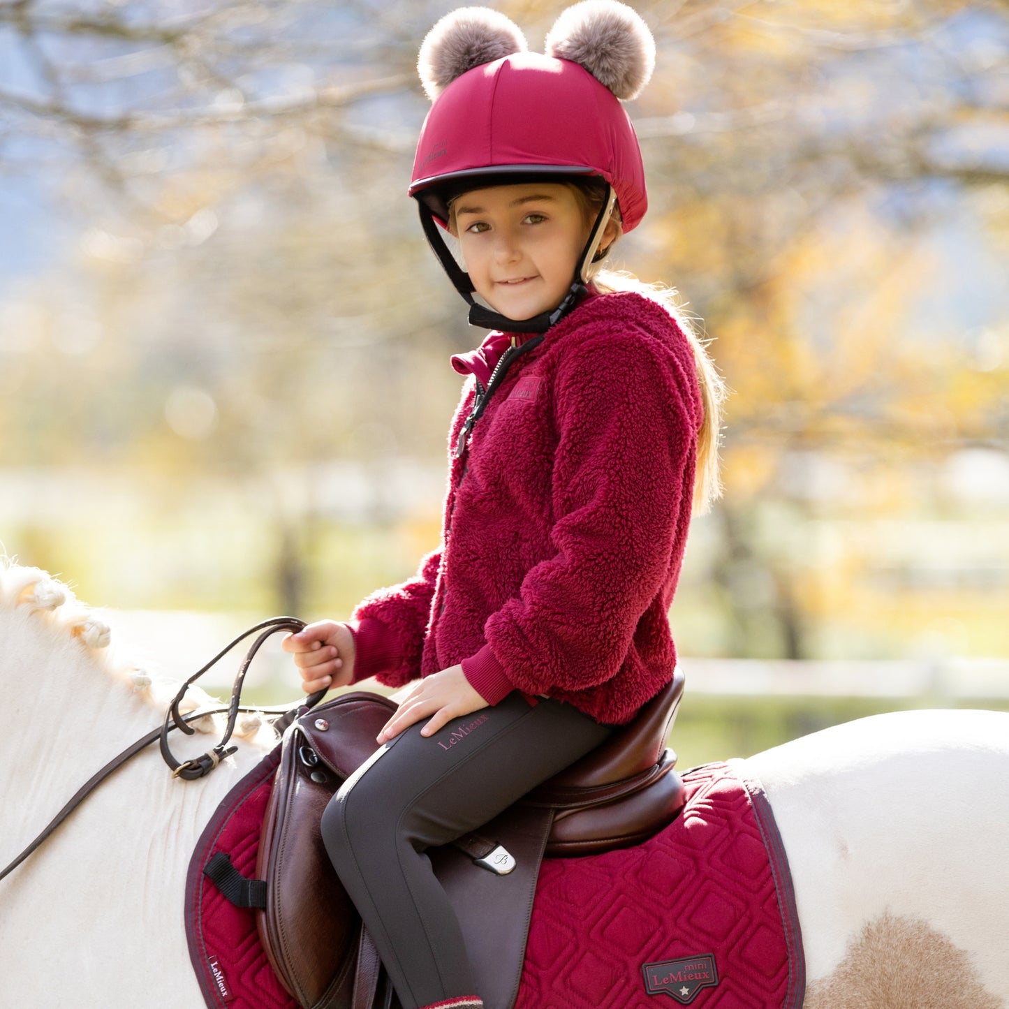 LeMieux Mini Double Pom Hat Silk - EQ Saddlery