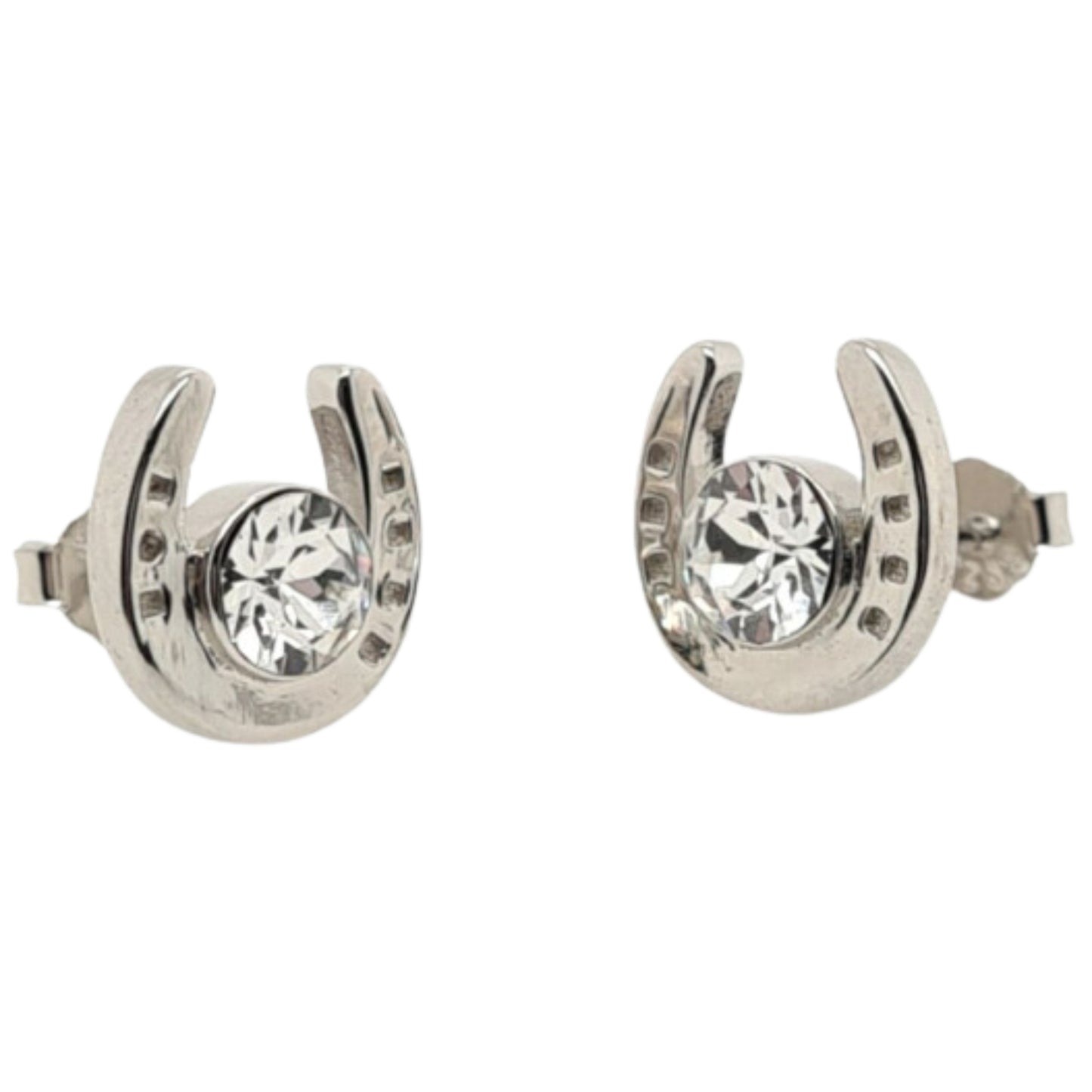 MCJ Horse Shoe CZ Stud Earrings - EQ Saddlery