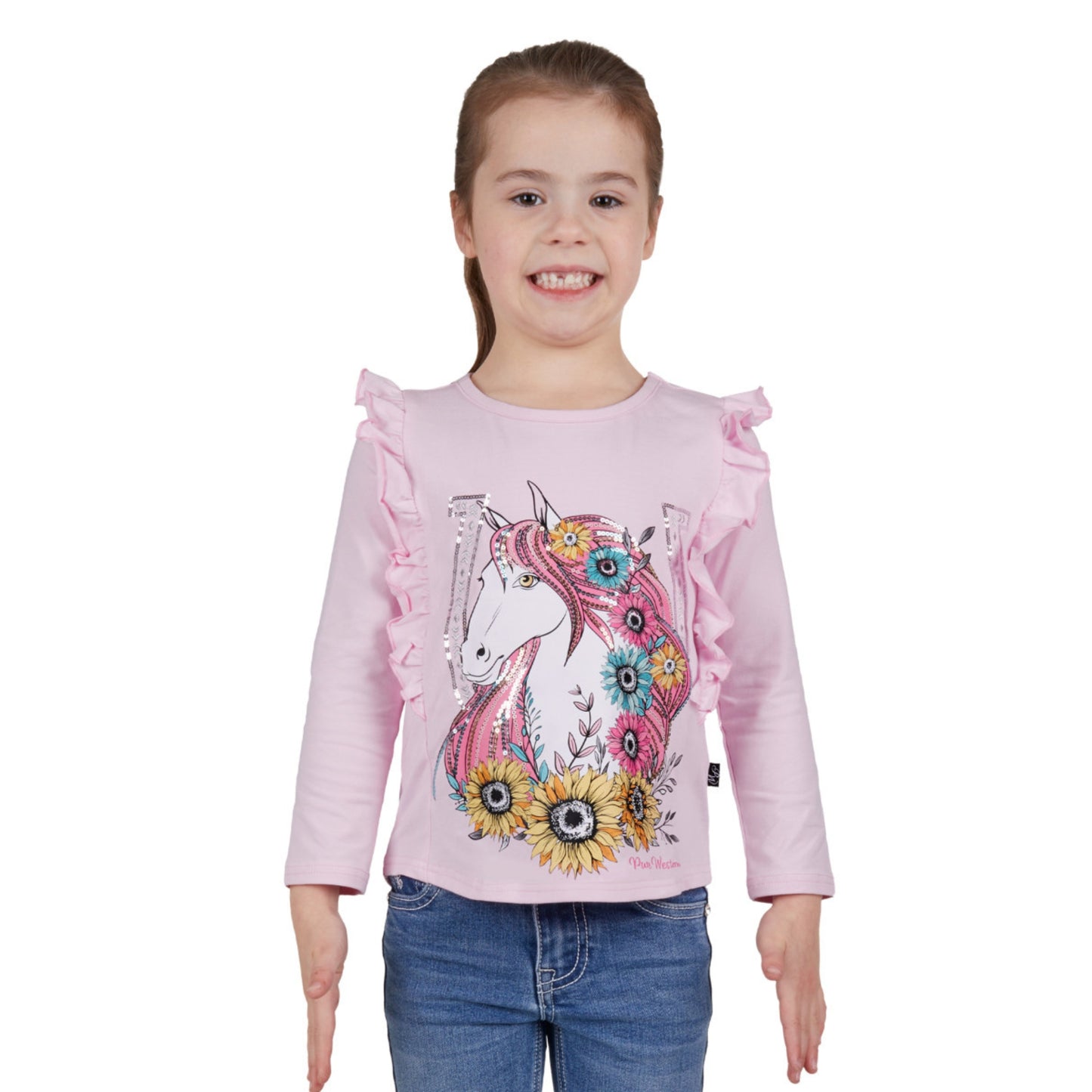 Pure Western Girls Jina Frill Long Sleeve Tee - EQ Saddlery