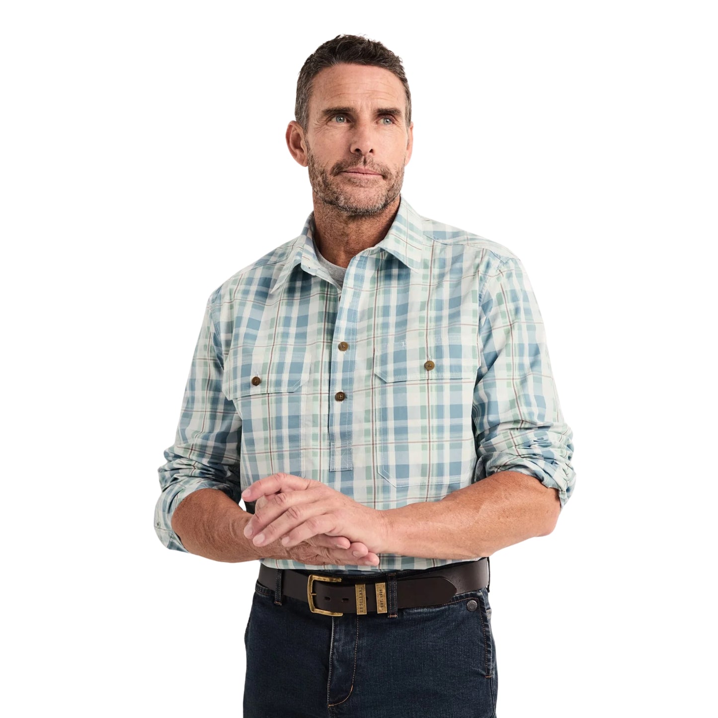 RB Sellars Mens Territory Half Button Long Sleeve Limited Edition Shirt