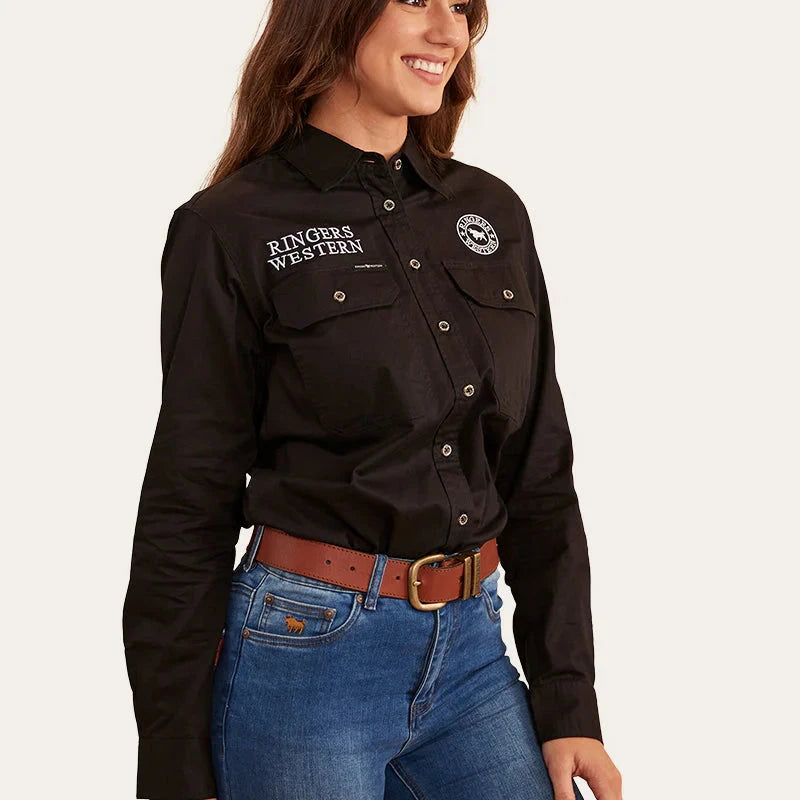 Ringers Western Womens Signature Bull Flag Full Button Work Shirt - EQ Saddlery