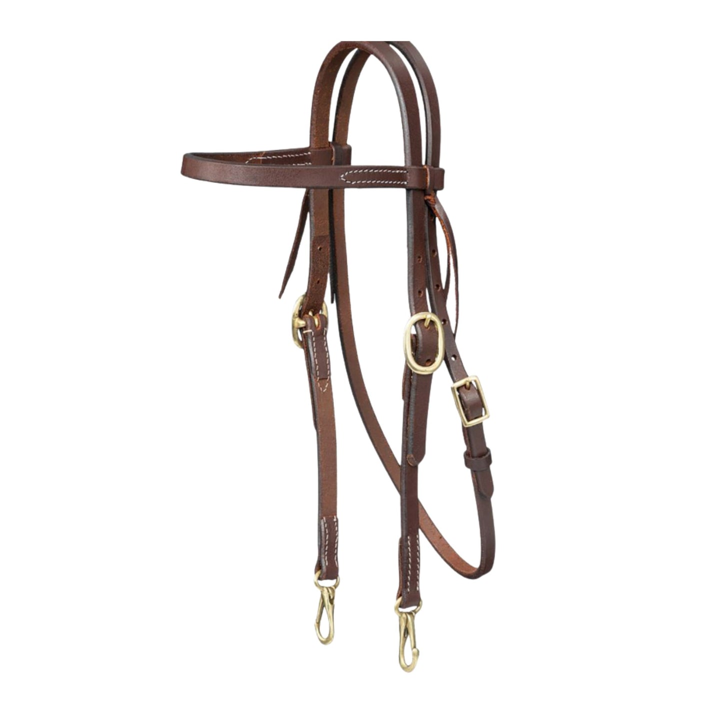 Royal King Harness Leather Browband Headstall w Snap Ends - EQ Saddlery