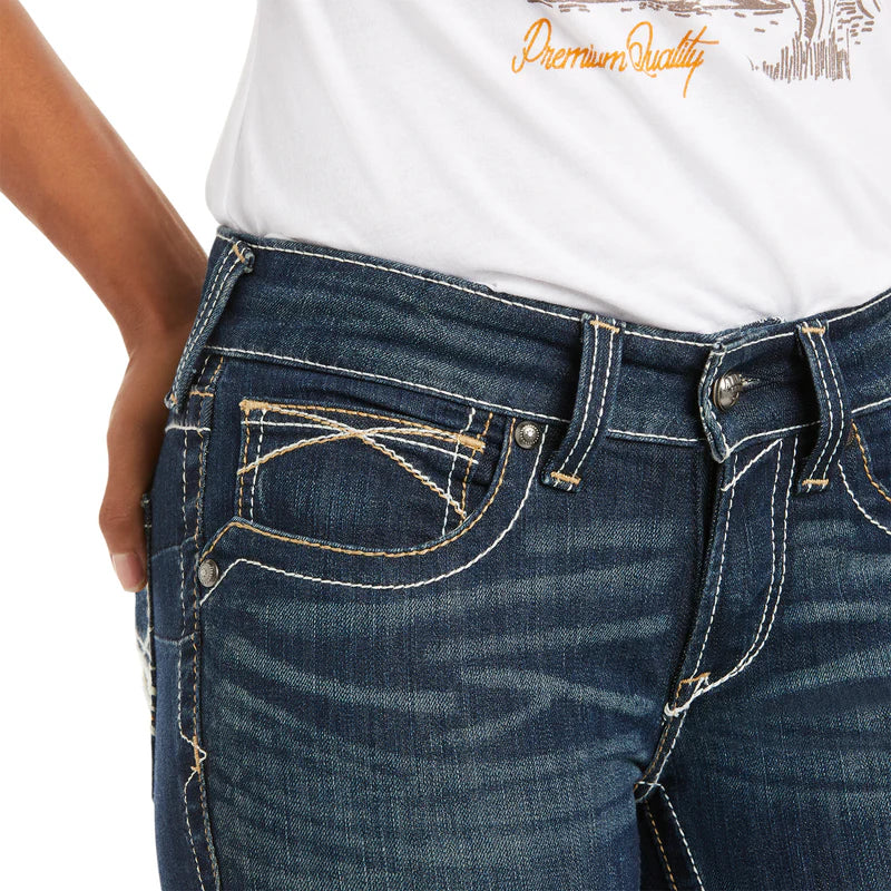 Ariat Womens R.E.A.L. Mid Rise Stretch Whipstitch Boot Cut Jean - EQ Saddlery