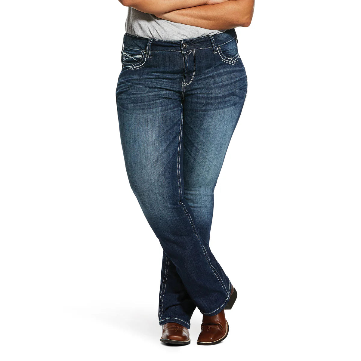 Ariat Womens R.E.A.L. Mid Rise Stretch Entwined Boot Cut Jeans