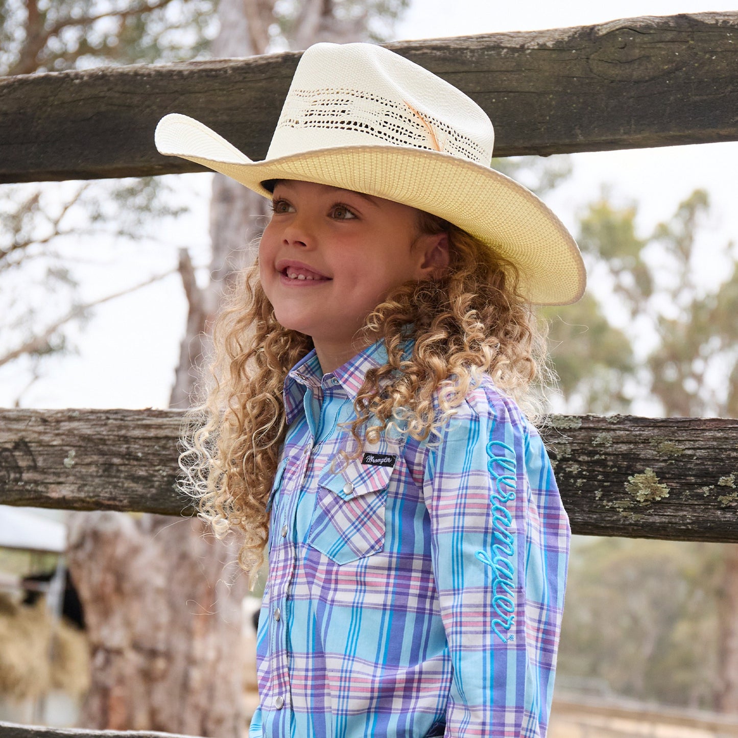 Wrangler Girls Emily Check Western Long Sleeve Shirt - EQ Saddlery