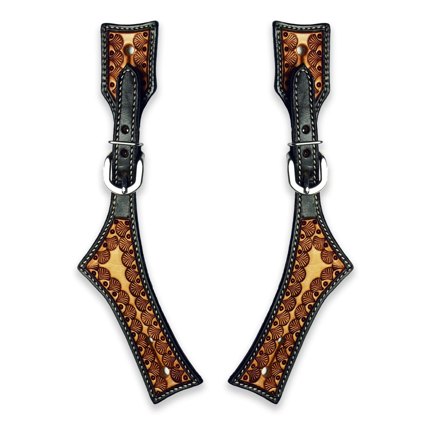 Ezy Ride Hatched Shell Stamping Two Tone Spur Straps