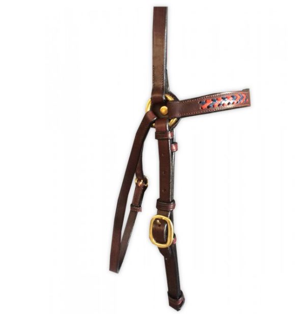 Toprail Leather Show Bridle 3 Studs with Plait Detail - EQ Saddlery