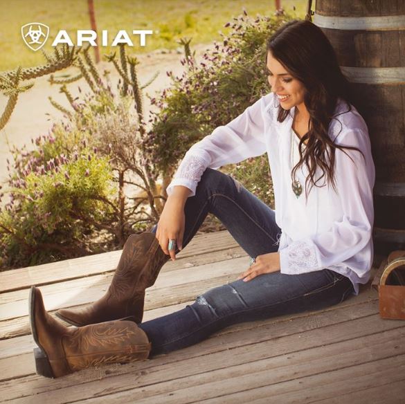 Ariat Heritage R Toe Cowboy Women's Western Boot Distressed Brown