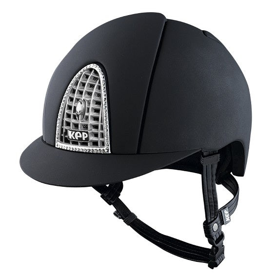 KEP Cromo Textile Helmet with Swarovski Grid Black - EQ Saddlery