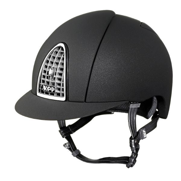 KEP Cromo Mica Helmet with Chrome Grid - Black - EQ Saddlery