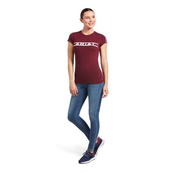 Ariat Womens Logo Lane Tee Zinfandel - EQ Saddlery