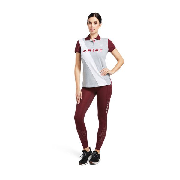 Ariat Womens Taryn Polo Heather Grey/Zinfandel - EQ Saddlery