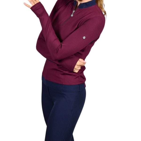 Harcour Pepita Long Sleeve Technical Polo Navy - EQ Saddlery