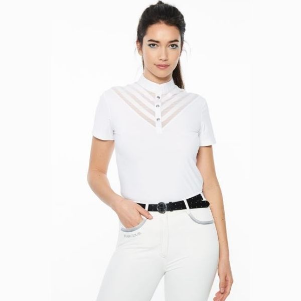 Harcour Ocean Short Sleeve Competition Polo White - EQ Saddlery