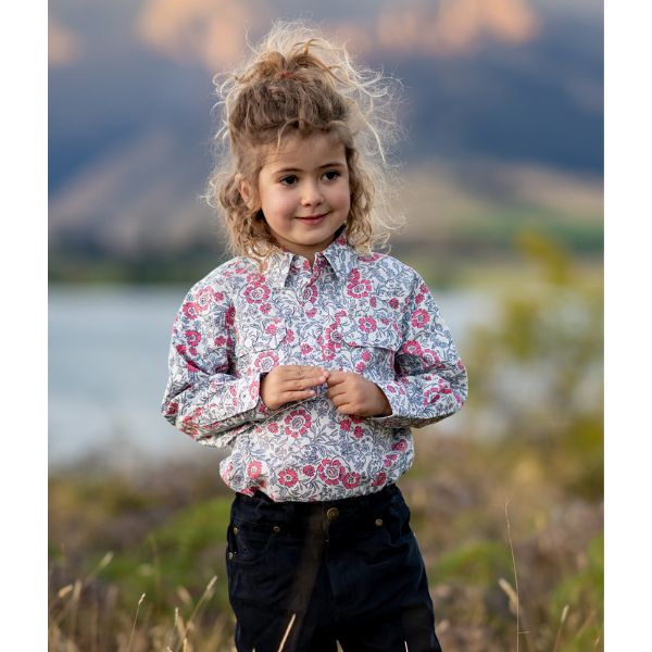 Hard Slog Kids Cameron Half Placket Long Sleeve Shirt - EQ Saddlery