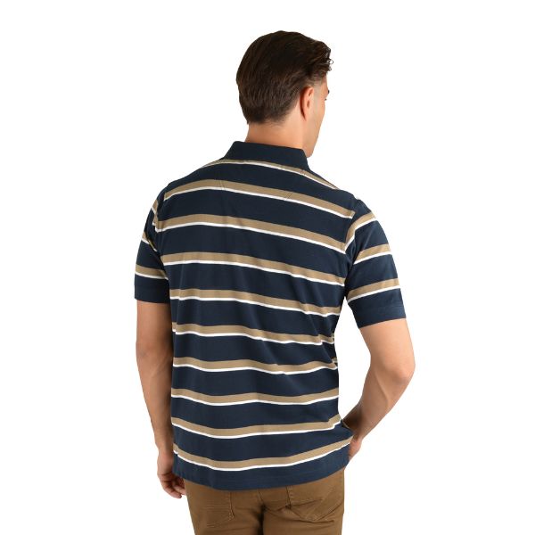 Thomas Cook Mens Huet Tailored Short Sleeve Polo Navy/Tan - EQ Saddlery