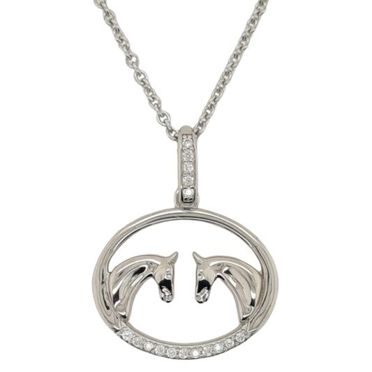 MCJ CZ 2 Horse Set Pendant - EQ Saddlery