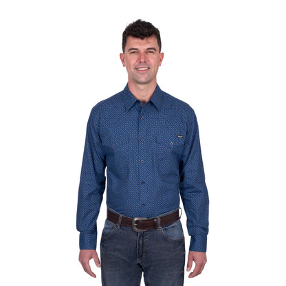 Wrangler Mens Eric Print Western Button Down Long Sleeve Shirt - EQ Saddlery