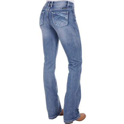 Pure Western Womens Criss Cross Relaxed Rider Jeans