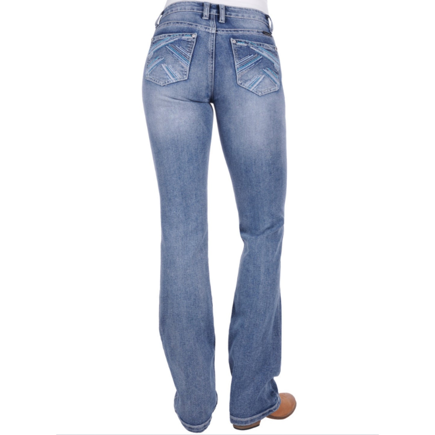 Pure Western Womens Criss Cross Relaxed Rider Jeans