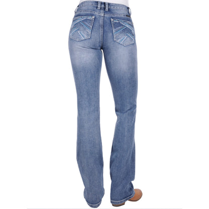 Pure Western Womens Criss Cross Relaxed Rider Jeans