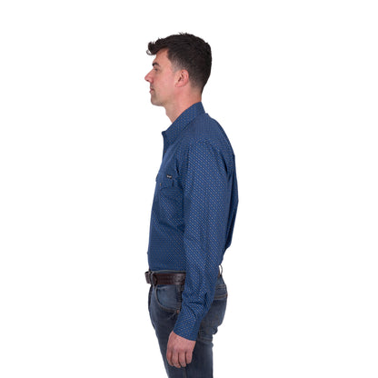 Wrangler Mens Eric Print Western Button Down Long Sleeve Shirt - EQ Saddlery