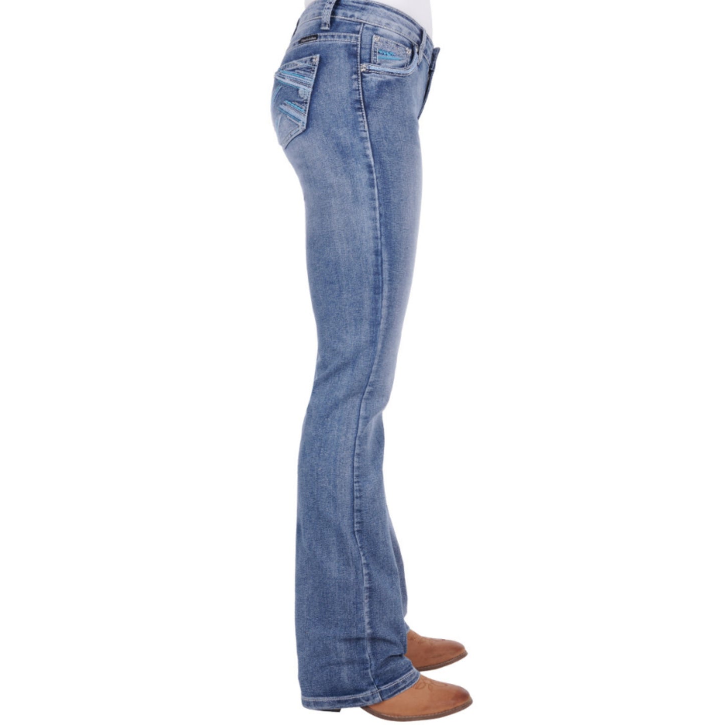 Pure Western Womens Criss Cross Relaxed Rider Jeans