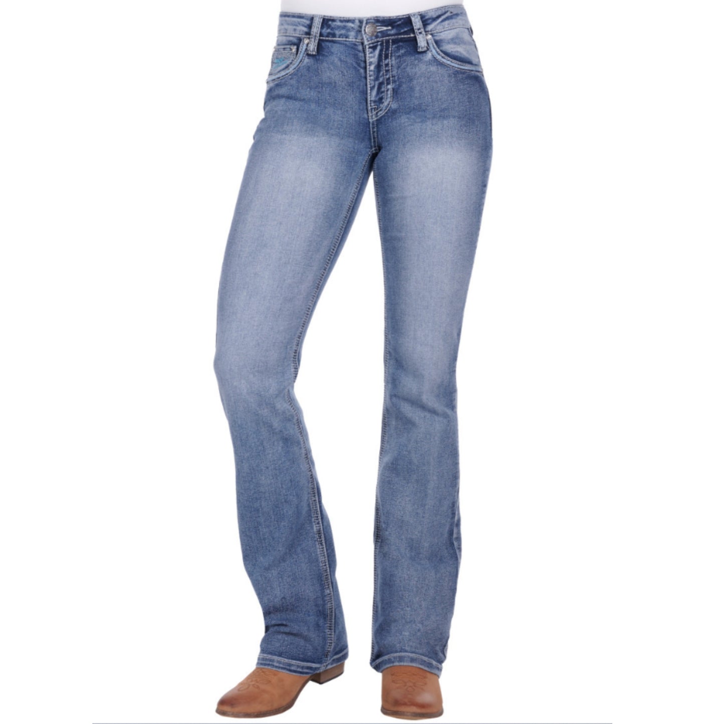 Pure Western Womens Criss Cross Relaxed Rider Jeans