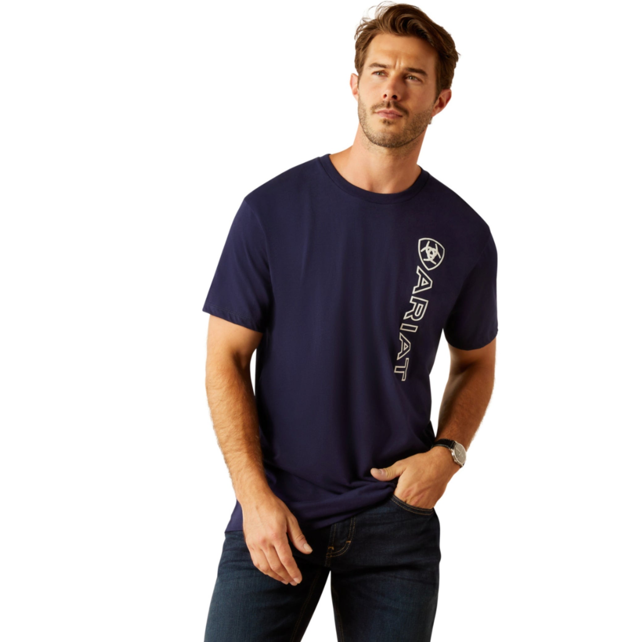 ARIAT MNS SW Box SS T-shirt Uomo In Misto Cotone - Leggera Con Grafica Serigrafata - Colore Adobe Heather - 5