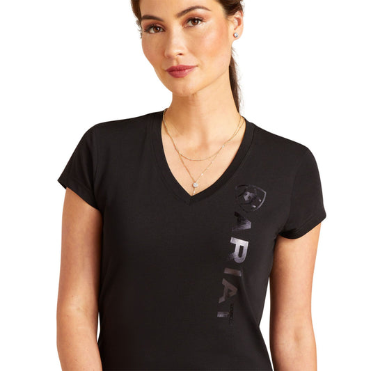 Ariat Womens Vertical Logo V Neck Short Sleeve T-Shirt - EQ Saddlery