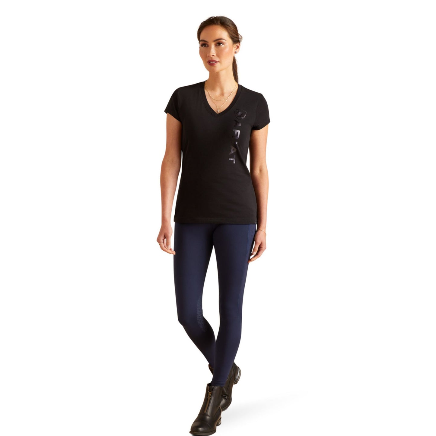 Ariat Womens Vertical Logo V Neck Short Sleeve T-Shirt