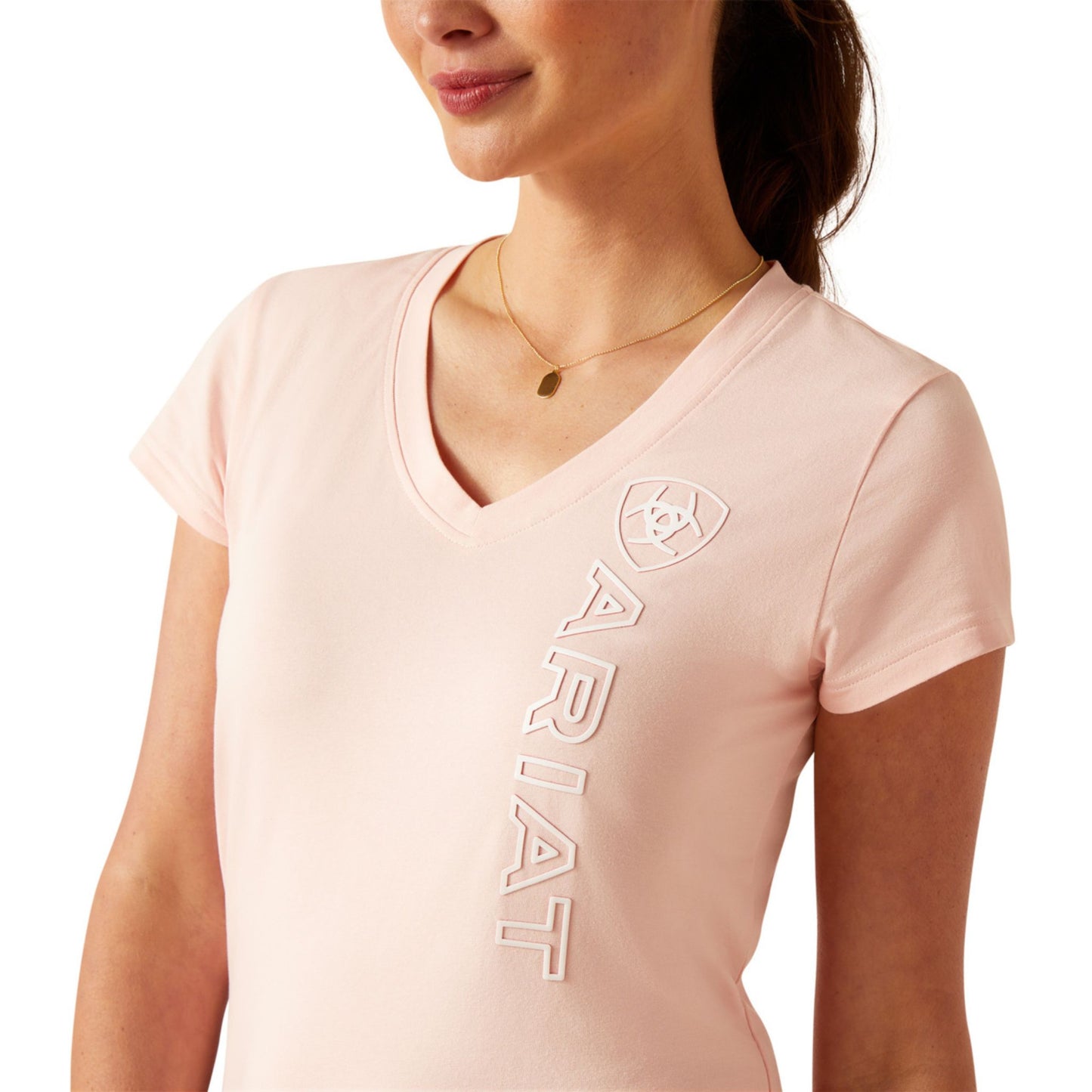 Ariat Womens Vertical Logo V Neck Short Sleeve T-Shirt