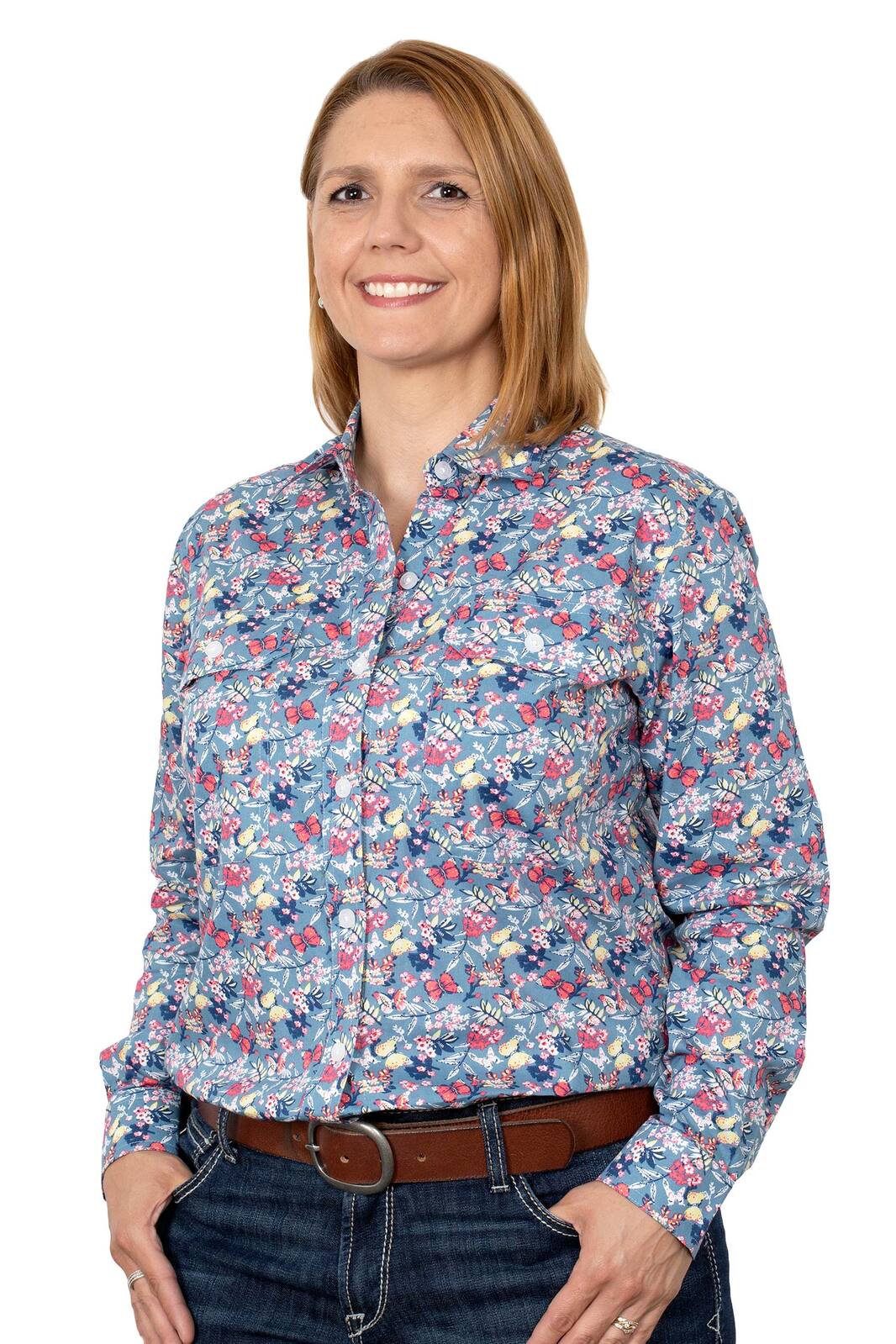 Just Country Womens Abbey Full Button Work Shirt - EQ Saddlery