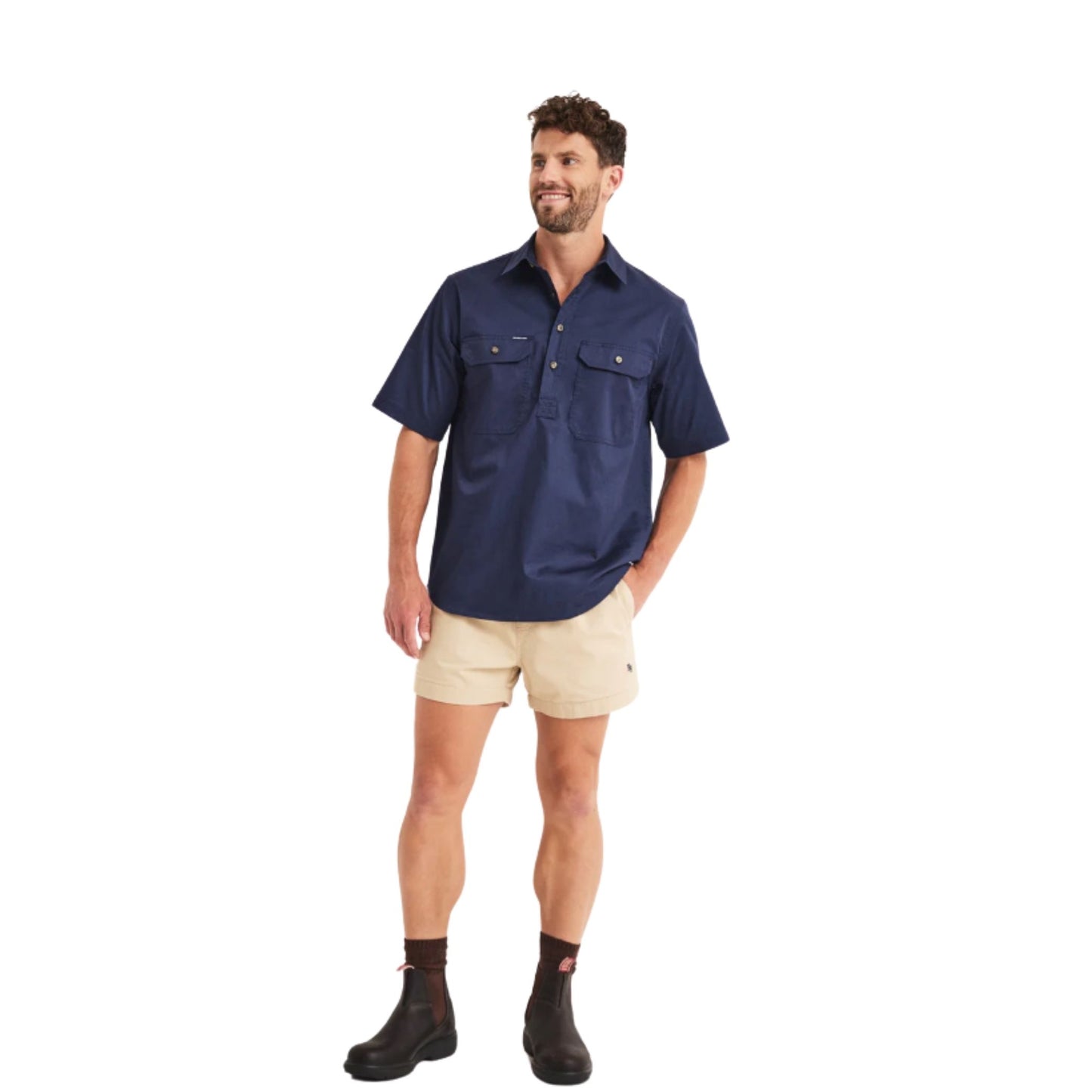 RB Sellars Mens Burton Half Button Short Sleeve Light Weight Workshirt - EQ Saddlery