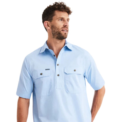 RB Sellars Mens Burton Half Button Short Sleeve Light Weight Workshirt - EQ Saddlery