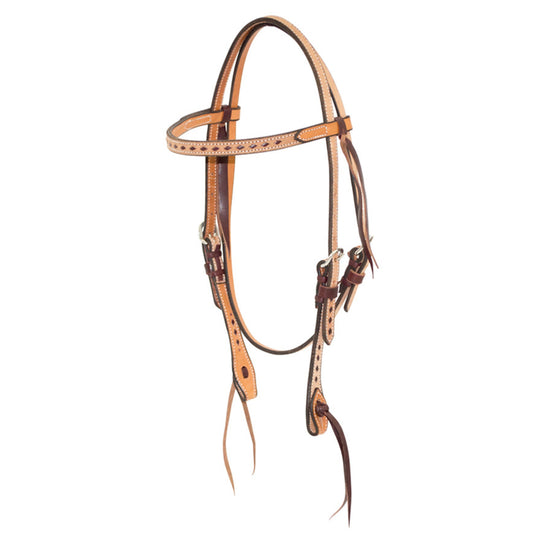 Cowboy Tack Roughout Buckstitched Browband Headstall - EQ Saddlery