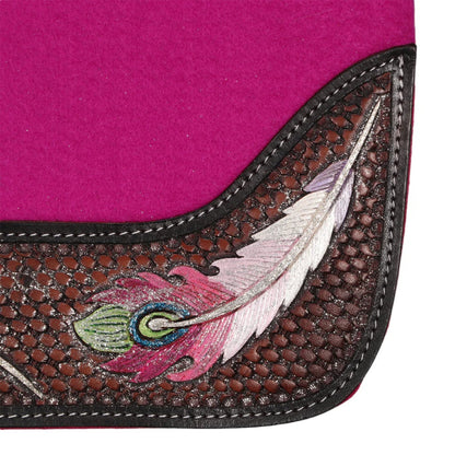 Fort Worth Feather Tooled Felt Saddle Pad - EQ Saddlery