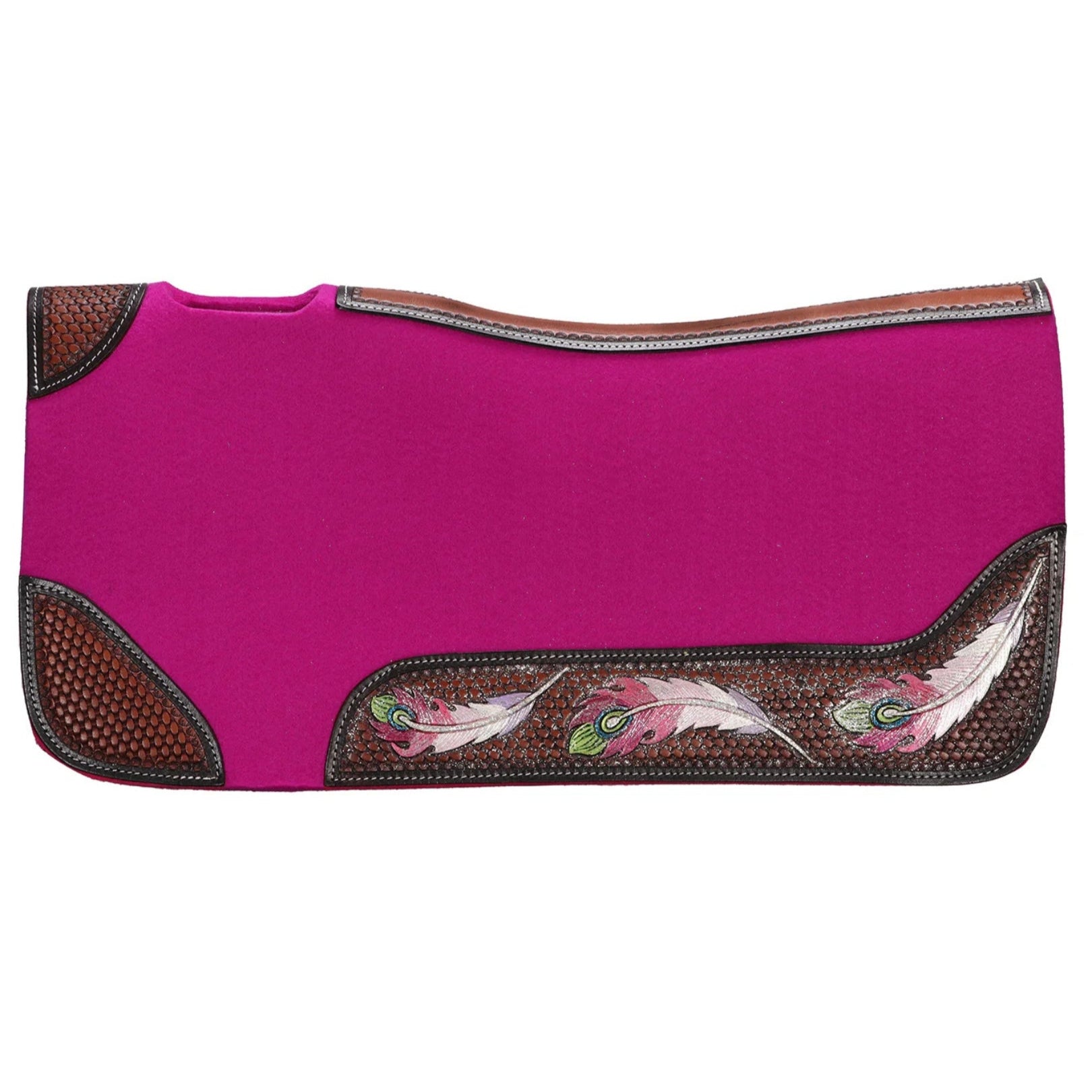 Fort Worth Feather Tooled Felt Saddle Pad - EQ Saddlery