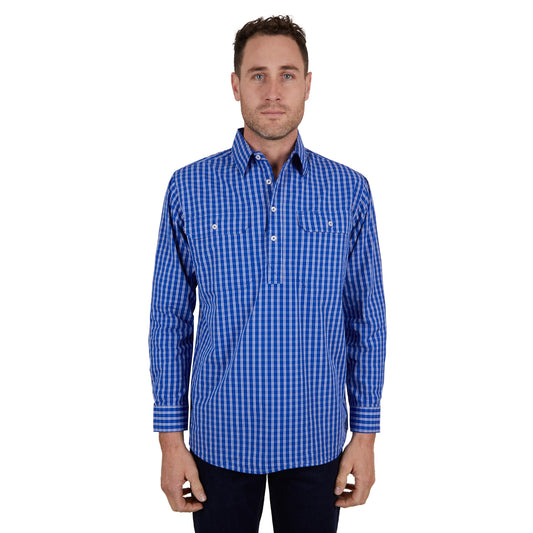 Hard Slog Mens Tad Half Placket Long Sleeve Shirt - EQ Saddlery