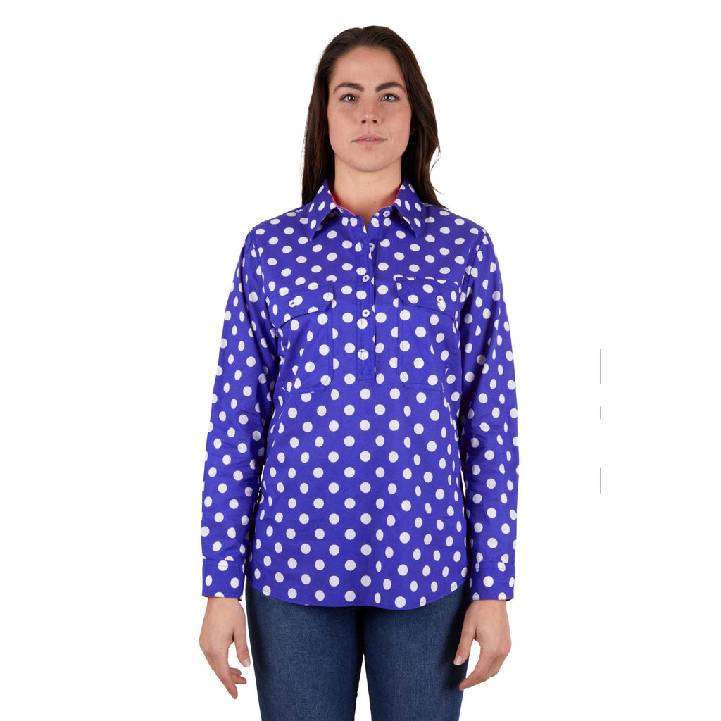 Hard Slog Womens Anette Half Placket Long Sleeve Shirt - EQ Saddlery