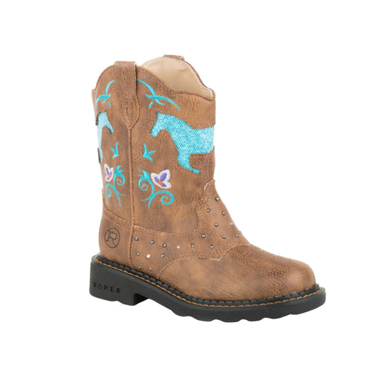 Just Country Little Kids Horse Flower Light Up Boots