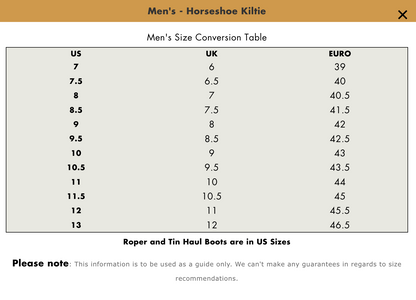 Just Country Mens Horseshoe Kiltie - EQ Saddlery