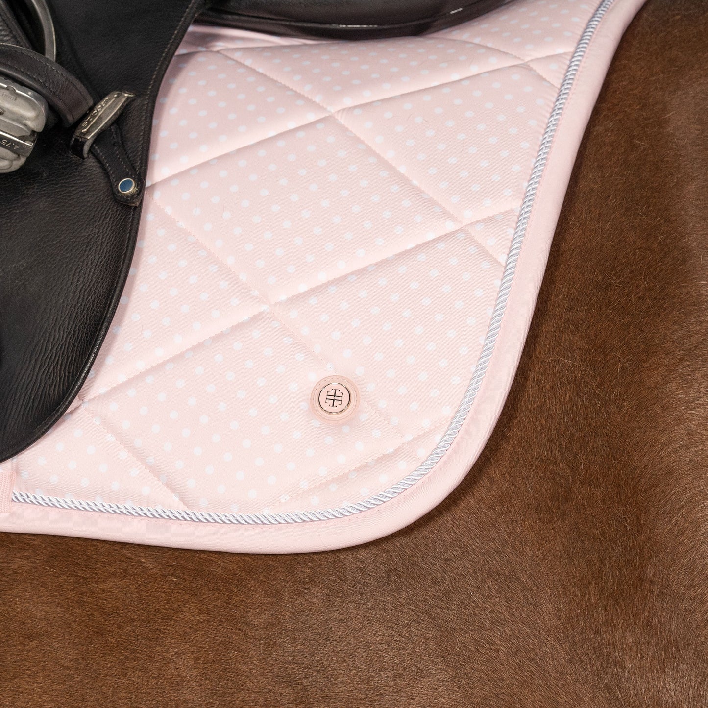 Lara Tweedie Pink Polka Dot Dressage Saddle Pad