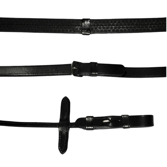Lumiere Rolled Leather n Rubber Grip Reins - EQ Saddlery