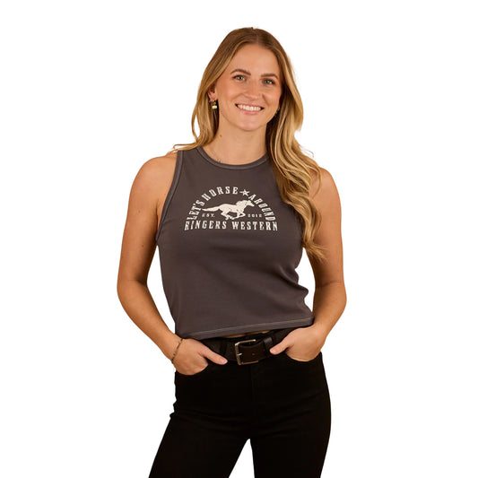 Ringers Western Womens Lets Horse Around Rib Tank Top