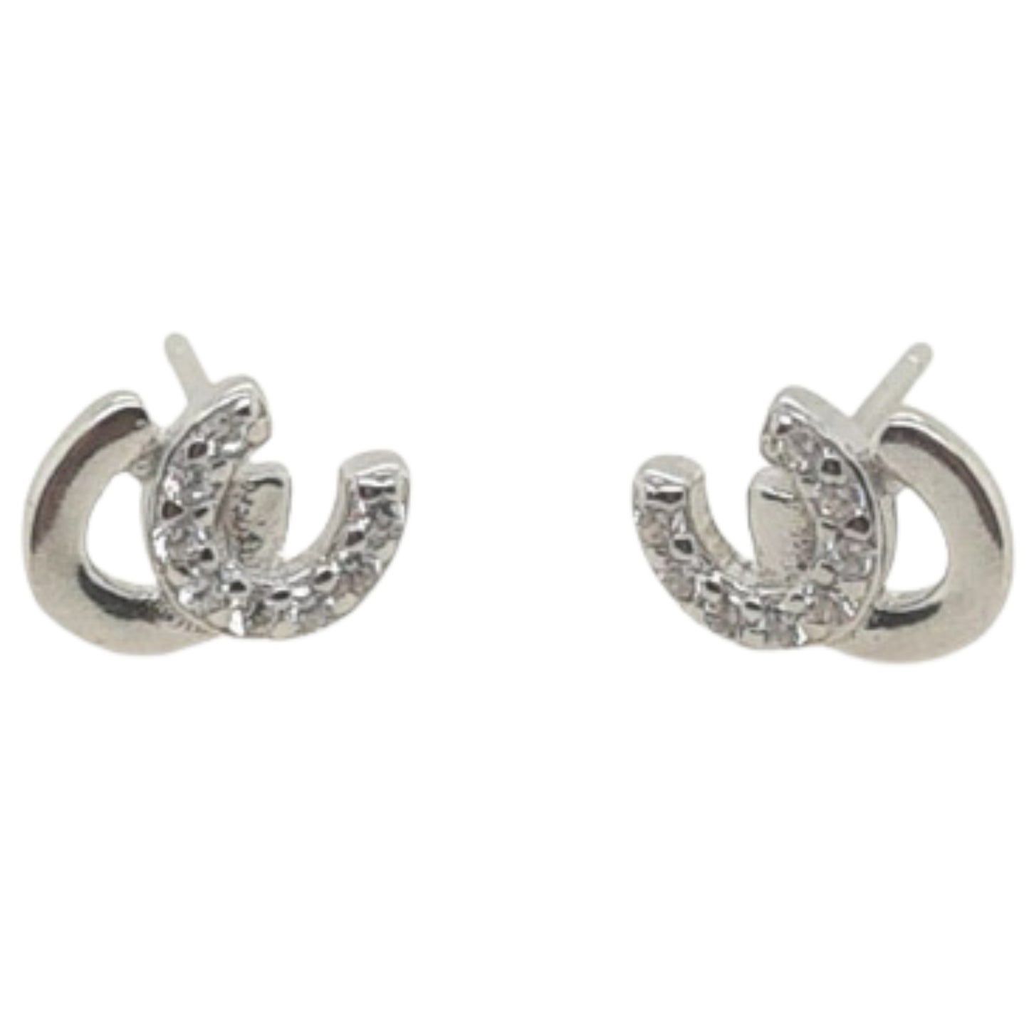 MCJ CZ Double Horseshoe Stud Earrings